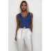 Ribbed V-neck Sleeveless Top