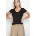 Ribbed V-neck Short Sleeve Top