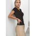 Ribbed V-neck Short Sleeve Top