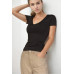 Ribbed V-neck Short Sleeve Top
