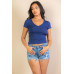 Ribbed V-neck Short Sleeve Top