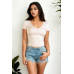 Ribbed V-neck Short Sleeve Top