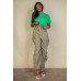 Tie Front Drawstring Short Sleeve Crop Top