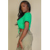 Tie Front Drawstring Short Sleeve Crop Top