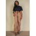 Tie Front Drawstring Short Sleeve Crop Top