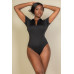 Zip Front Short Sleeve Bodysuit - CC-WH2000571