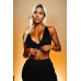 Ribbed Knit Plunge Neck Crop Top