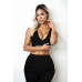 Ribbed Knit Plunge Neck Crop Top