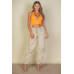 Ribbed Knit Plunge Neck Crop Top