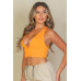 Ribbed Knit Plunge Neck Crop Top