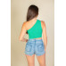 Ribbed Knit Cut Out One Shoulder Crop Top