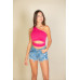 Ribbed Knit Cut Out One Shoulder Crop Top