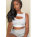 Ribbed Cut Out Front Crop Top