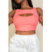 Ribbed Cut Out Front Crop Top