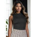 Ribbed Knit Ruched Side Sleeveless Top