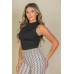 Ribbed Knit Ruched Side Sleeveless Top