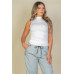 Ribbed Knit Ruched Side Sleeveless Top