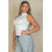 Ribbed Knit Ruched Side Sleeveless Top