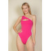 Ribbed Knit Cut Out One Shoulder Bodysuit - CC-WH2000577