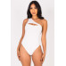 Ribbed Knit Cut Out One Shoulder Bodysuit - CC-WH2000577