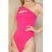 Ribbed Knit Cut Out One Shoulder Bodysuit - CC-WH2000577