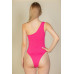 Ribbed Knit Cut Out One Shoulder Bodysuit - CC-WH2000577