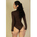 Front Cutout Long Sleeve Bodysuit - CC-WH2000578