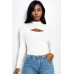 Front Cutout Long Sleeve Bodysuit - CC-WH2000578
