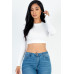 Crew Neck Long Sleeve Cropped Top