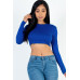 Crew Neck Long Sleeve Cropped Top