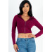 French Terry Crop Zip Up Hoodie