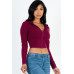 French Terry Crop Zip Up Hoodie