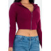 French Terry Crop Zip Up Hoodie