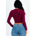 French Terry Crop Zip Up Hoodie