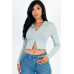 French Terry Crop Zip Up Hoodie