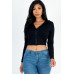 French Terry Crop Zip Up Hoodie