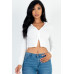 French Terry Crop Zip Up Hoodie