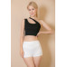 Ribbed One Shoulder Cross Strap Crop Top