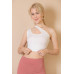 Ribbed One Shoulder Cross Strap Crop Top