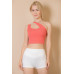 Ribbed One Shoulder Cross Strap Crop Top