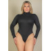 Plus Ribbed Turtle Neck Long Sleeve Bodysuit - CC-WH2000587