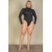 Plus Ribbed Turtle Neck Long Sleeve Bodysuit - CC-WH2000587