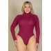 Plus Ribbed Turtle Neck Long Sleeve Bodysuit - CC-WH2000587