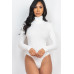 Ribbed Turtle Neck Long Sleeve Bodysuit - CC-WH2000588