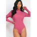 Ribbed Turtle Neck Long Sleeve Bodysuit - CC-WH2000588