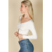Ribbed Button Front Split Long Sleeve Top