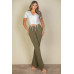 Ribbed Ruched Drawstring Surplice Top
