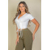 Ribbed Ruched Drawstring Surplice Top