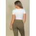 Ribbed Ruched Drawstring Surplice Top