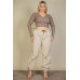 Plus Size Ribbed Wrap Front Long Sleeve Top